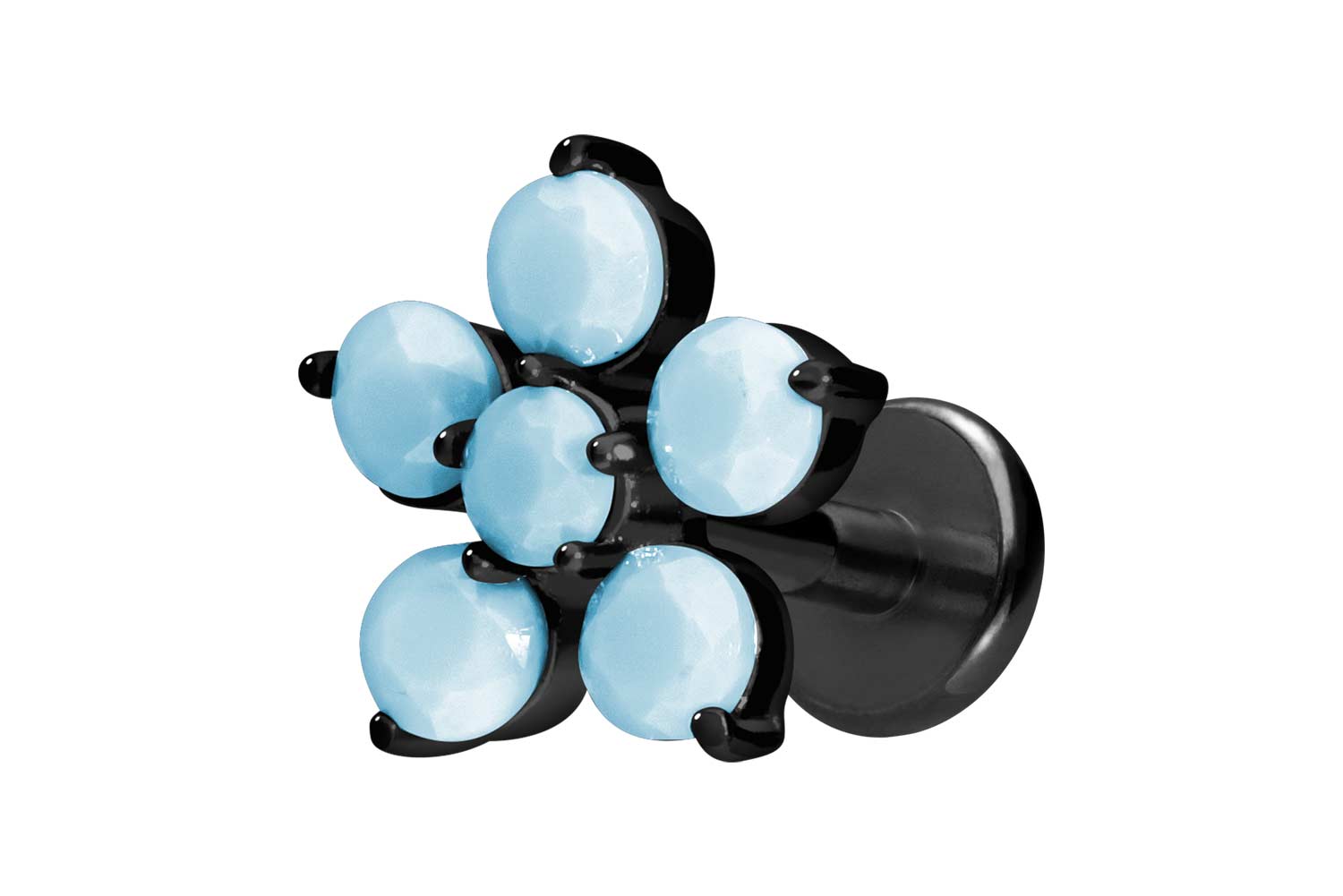 Titan Labret Piercing mit Innengewinde BLUME + SYNTHETISCHE TÜRKISE